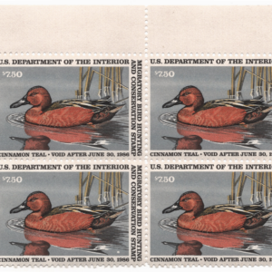 U.S. Federal Duck Stamp Plate Block MNH Scott RW52 CV $60
