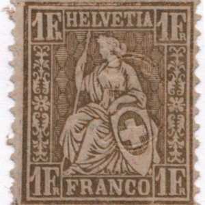 Switzerland Scott 50 mint hinged, no gum thin CV $23