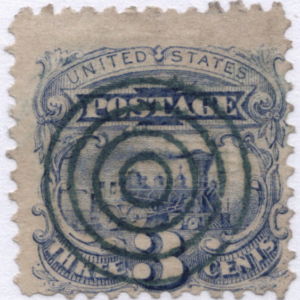 U.S. 1869 Three Cent Ultramarine with Blue bullseye cancel Scott 114 CV $35