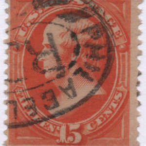 U.S. 1873 15 cent Yellow Orange nice Philadelphia cancel Scott 163 CV $160