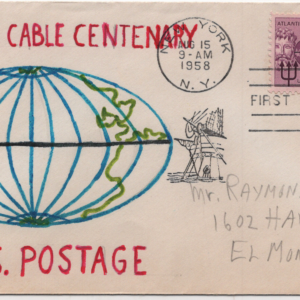1958 Atlantic Cable Centennial stamp on artist produced custom cachet