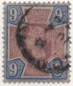 1887-92 Great Britain 9p blue & lilac Scott 120 CV $56