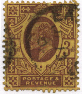 1902-11 Great Britain 3p dull pur. org yel Scott 132 CV $18