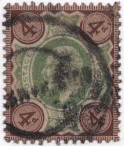 1902-11 Great Britain 4p gray brn & grn Scott 133 CV $35