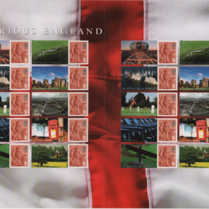 2002 Great Britain Glorious England Sheet of 20 with Labels Scott 2470a CV $35