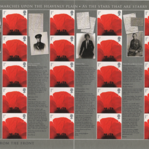 Great Britain 2007 "Letters from the Front" Poppies and Soldiers Sheet of 20 w/labels Scott 2530 CV $55