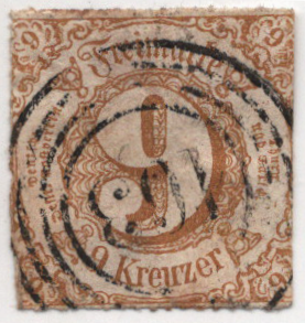 1865 Thurn & Taxis 9kr bister Scott 59 CV $23