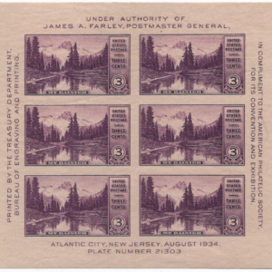 U.S. Farley Souvenir Sheet Scott 750 CV $20