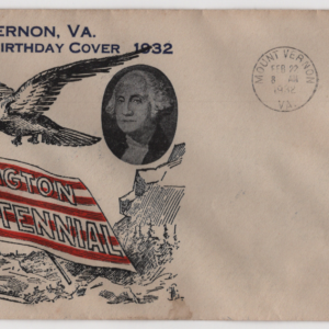 1932 George Washington Bicentenial Cover Mt Vernon Cancel Unaddressed 2 1￠bicentenial stamps