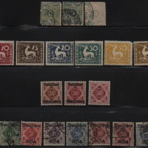 Wurtenberg 1875-1920 Scott 59,59a, 66, O17, O51-2, O53-63, O62a CV $169